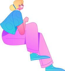 Human figure sitting pose, vector flat gradient illustration from the internet
