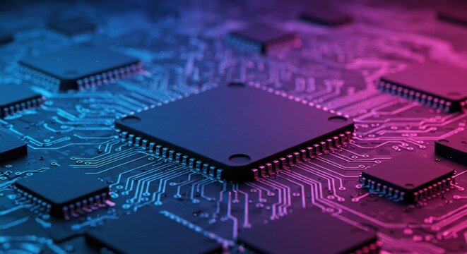 Electronic circuit board with integrated processors and digital connections - Powered by Adobe