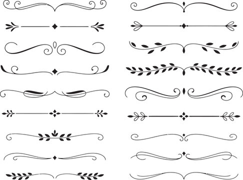 Decorative Divider Collection of Floral Ornaments and Lines