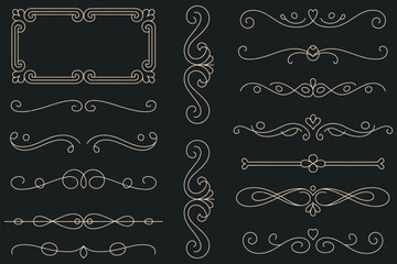 Sophisticated set of calligraphic design elements borders, frames, and dividers
