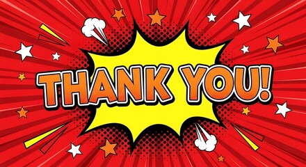 Thank You Comic Book Pop Art Style Illustration.