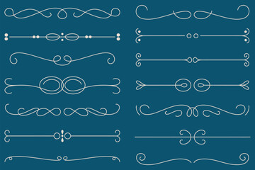 Collection of vintage decorative calligraphic text dividers and flourishes