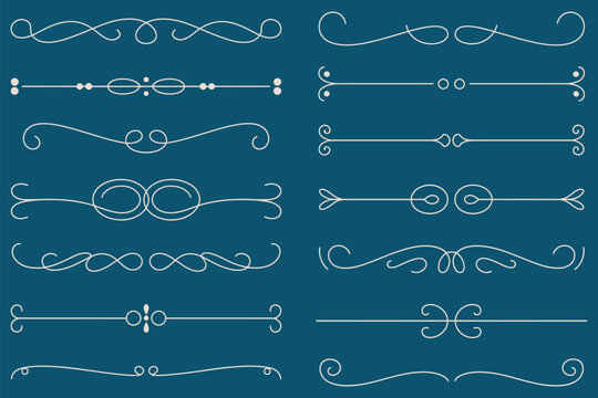 Collection of vintage decorative calligraphic text dividers and flourishes