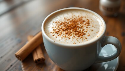 cup of cappuccino with cinnamon