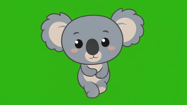Funny Cartoon Koala Walking Loop Animation on Green Screen Background