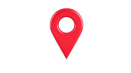 Red map pin location marker navigation symbol isolated on transparent background used for travel direction and GPS concepts simple and modern design conveys clarity and focus