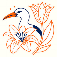 vector illustration of a bird with flowers