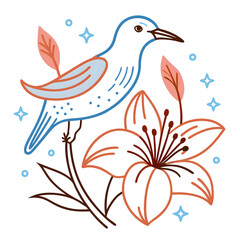 floral background with birds