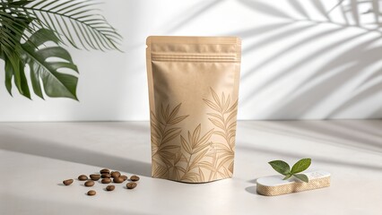 Clean Matte Stand-Up Pouch with Smooth Foil Texture and Front Branding Space in Realistic Studio Mockup Setting