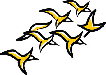 vector illustration of a cartoon star with bird flying