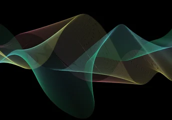 Wandcirkels plexiglas Fractal waves abstract blue background with lines  © siavash