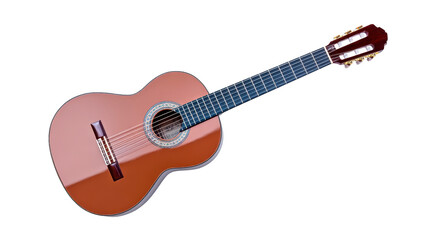Classical guitar wooden body nylon string acoustic instrument six string brown color music traditional isolated elegant design