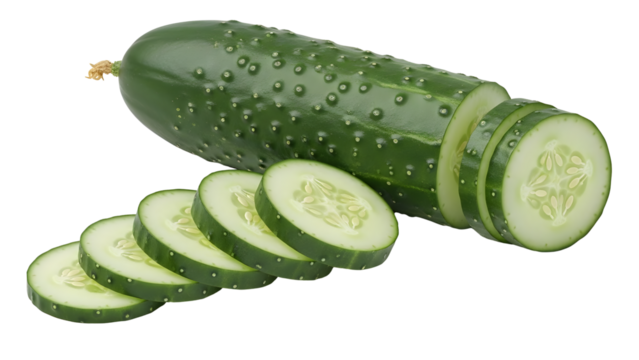 Fresh cucumber sliced on white background