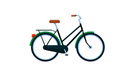 Classic city bicycle with brown saddle, green fenders, and black frame, featuring rear rack and chain guard, perfect for urban commuting and leisure rides