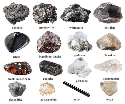 black and gray natural rocks with names cutout