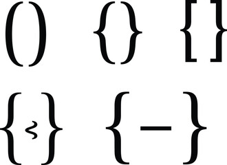 Mathematical and Coding Brackets Punctuation Set Vector