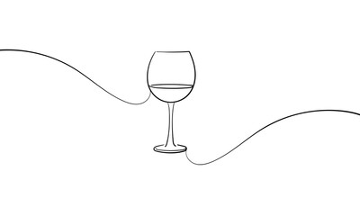 Obraz premium Continuous line wine cheers one line art, continuous drawing contour. Cheers toast festive decoration for holidays. Vector illustration 