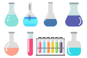 Colorful Chemistry Beakers and Test Tubes Illustration
