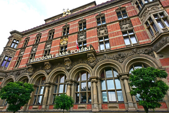Gdańsk, Pomerania, Poland, Europe : National Bank of Poland, Narodowy Bank Polski, NBP, Bank von Danzig before WW II, Reichsbank during WW II, seen from Okopowa street