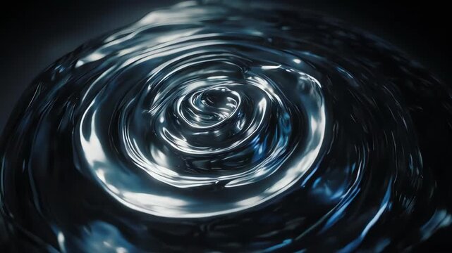 Mesmerizing Swirl of Reflective Dark Fluid Background.