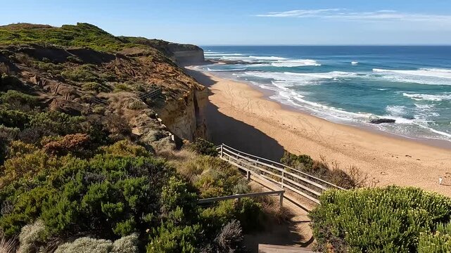 Gibson Steps : Dramatic Coastal Cliffs and Beach on Great Ocean Road, Victoria, Australia