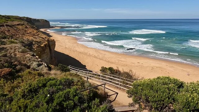 Gibson Steps : Dramatic Coastal Cliffs and Beach on Great Ocean Road, Victoria, Australia