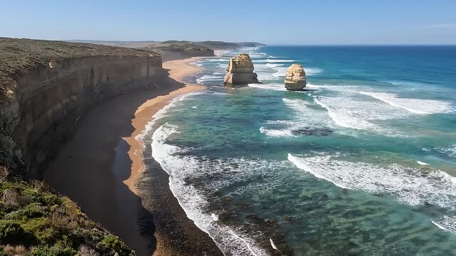 Gibson Steps : Dramatic Coastal Cliffs and Beach on Great Ocean Road, Victoria, Australia