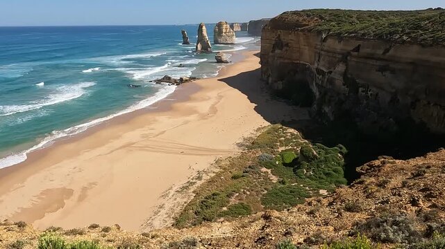 Gibson Steps : Dramatic Coastal Cliffs and Beach on Great Ocean Road, Victoria, Australia