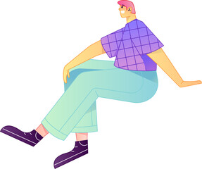 Human figure sitting pose, vector flat gradient illustration from the internet
