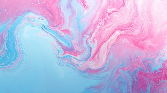 Abstract Swirl of Soft Pink and Light Blue Paint Blending Together to Create a Dreamy and Ethereal Surface Texture, Ideal for Backgrounds or Artistic Design Projects