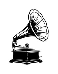 Vintage gramophone playing vinyl record, a nostalgic symbol of classic music and timeless sound