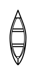 Sleek minimalist canoe outline for adventure branding and outdoor recreation designs, vector art
