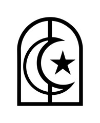 Elegant crescent moon and star symbol for Islamic faith, spiritual growth, and cultural heritage