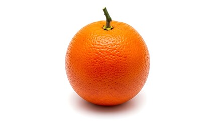 Single Ripe Orange Fruit with Green Stem.