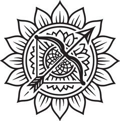 Sagittarius Sunflower Mandala Archer Petal Star.eps