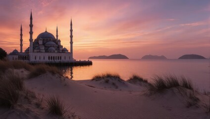 Naklejka premium Stunning Sunset Over the Marmara Sea and the ?amlica Mosque.
