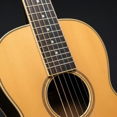 Fototapeta premium Acoustic guitar close-up capturing instrument's details and textures for musical expression