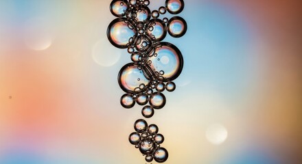 Abstract spherical shapes form a captivating arrangement against a gradient backdrop illuminating