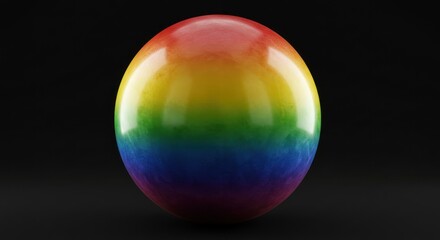 Colorful orb rendered on black background spherical shape with gradient colors and glossy finish