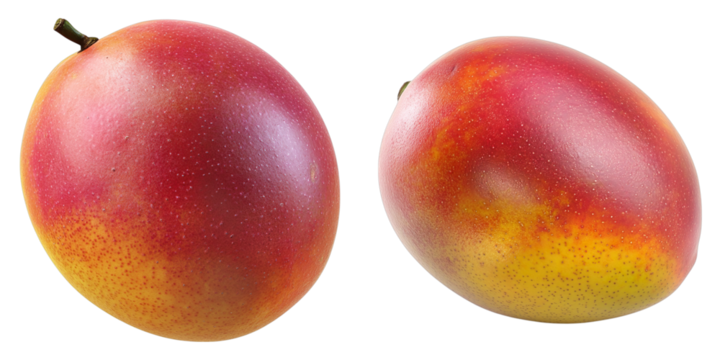 Vibrant mangoes, a tropical treat, freshly picked and bursting with flavor. The image presents a pair of ripe mangoes, offering a tantalizing glimpse of nature's sweetness