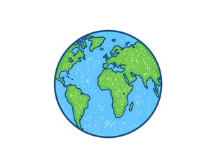 Obraz premium Simplified, hand-drawn illustration of the Earth, featuring continents and oceans