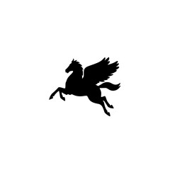 Fototapeta premium Mythical pegasus soaring flight, winged horse icon