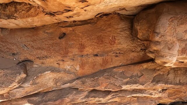 Ancient Aboriginal Rock Art at Gulgurn Manja Shelter, Grampians National Park, Victoria Australia