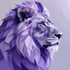 Cubist interpretation of a majestic lion digital art close-up vibrant colors artistic perspective
