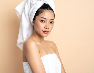 Relaxing beauty portrait studio fashion photography soft lighting close-up self-care concept