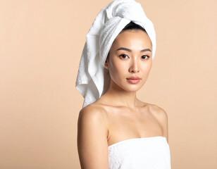 Post-bath relaxation spa setting portrait photography indoor close-up beauty and self-care