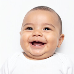 Joyful Baby Laughing Studio Photography Bright Background Close-up Happiness and Emotion