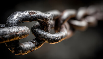 A detailed view of interconnected metal links forming a chain