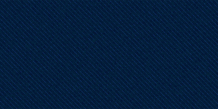 Navy blue cotton fabric pattern close up as background. Denim blue grunge textured seamless pattern. Dark navy blue denim jeans.