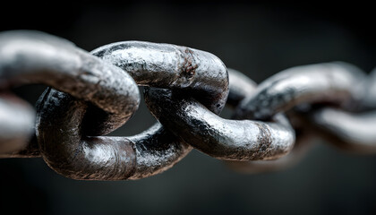 A detailed view of interconnected metal links forming a chain